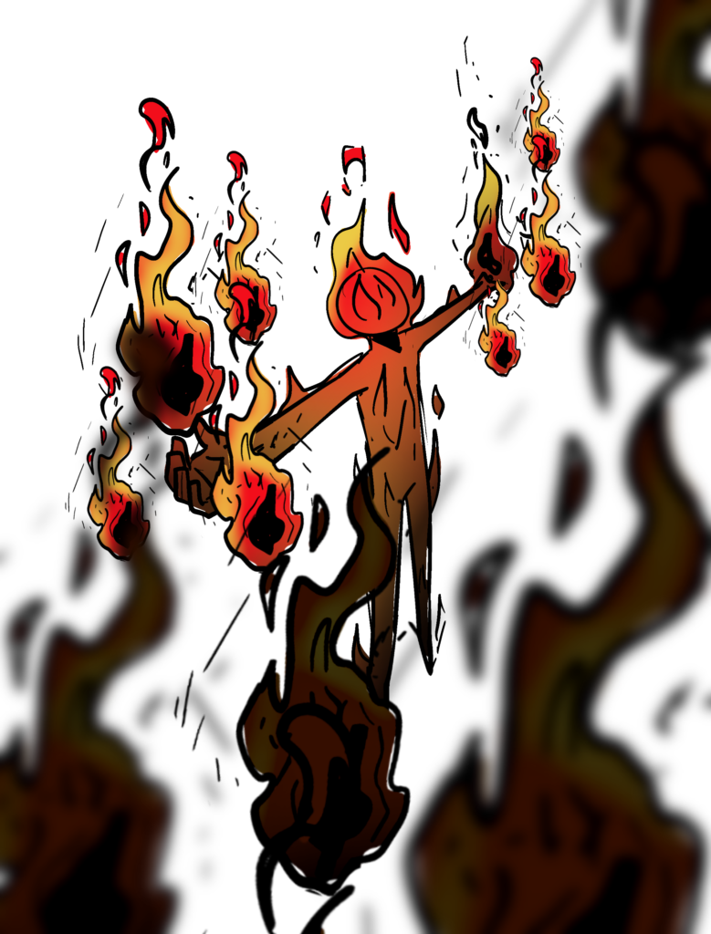 Anime style fire charcter