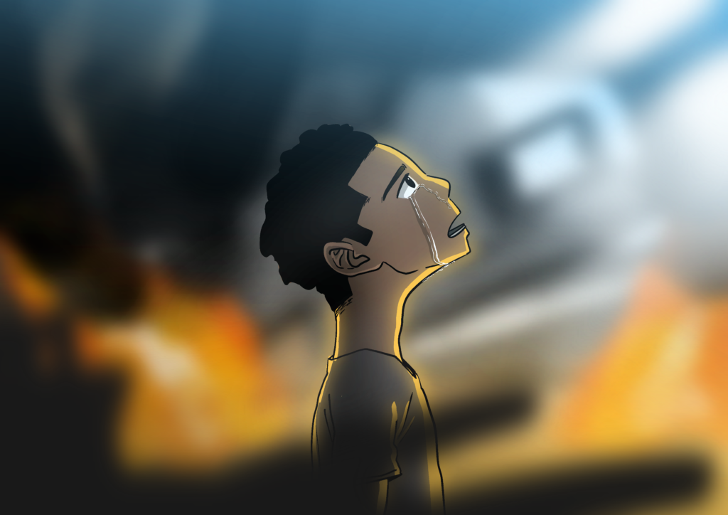 Anime boy crying